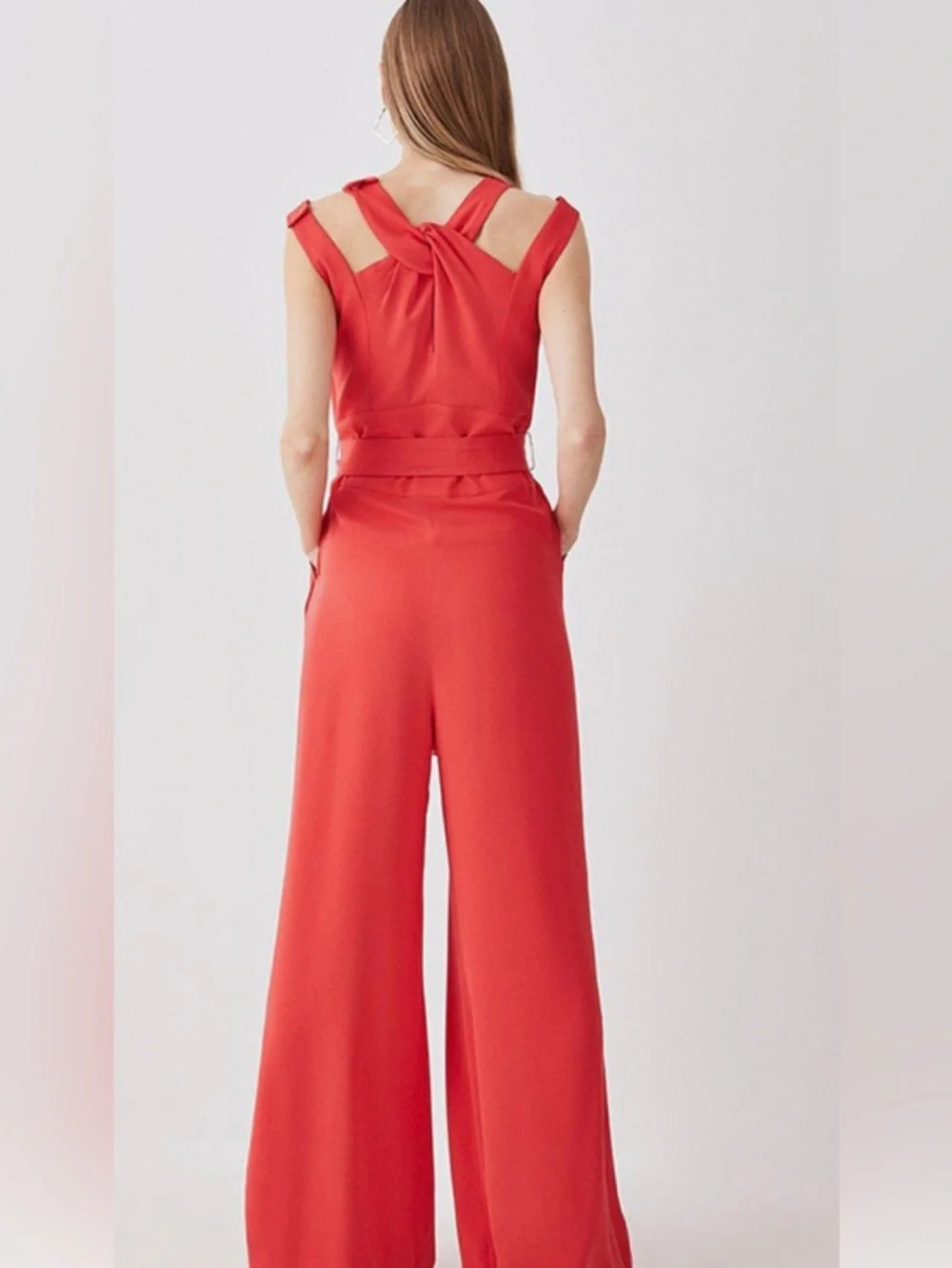 Karen Millen Scarlet Wide-Leg Belted Jumpsuit - Picture 6 of 13